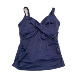 Lands' End Deep Sea Navy Tankini Top Twist Underwire 10D